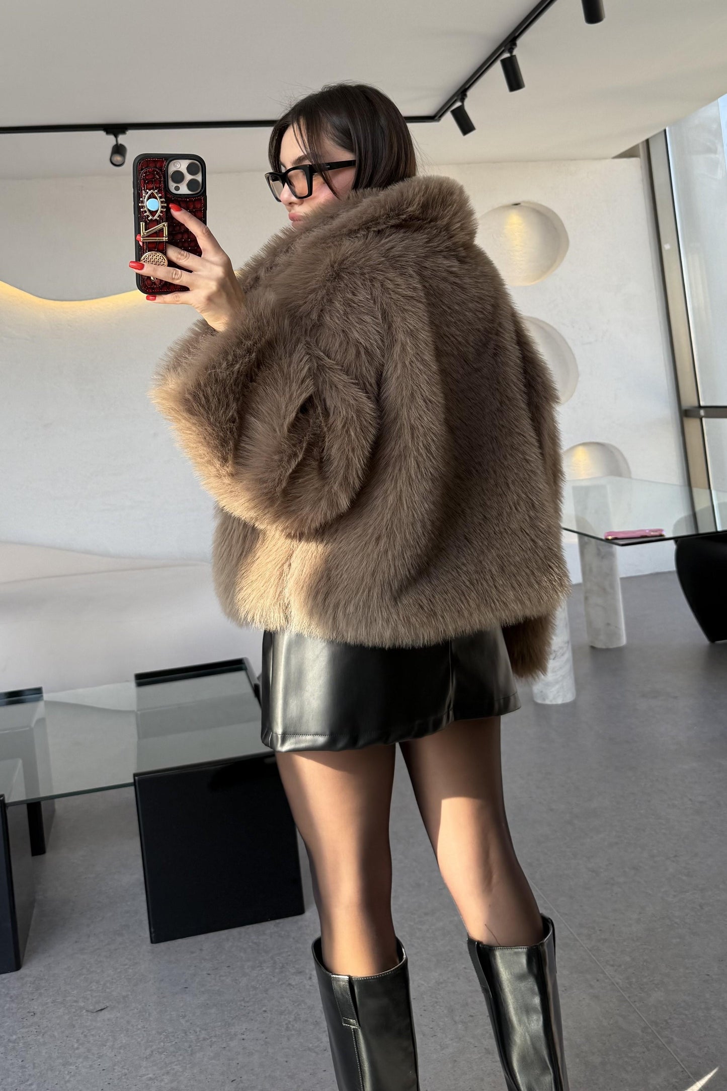 Chirista Vizon Premium Kalite Yakalı Kürk