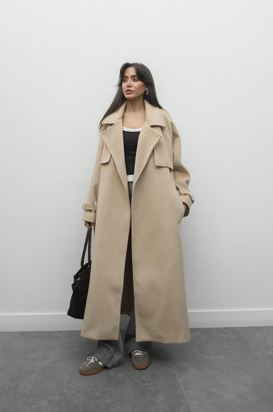 AÇIK BEJ VORKUTA KUŞAKLI KABAN