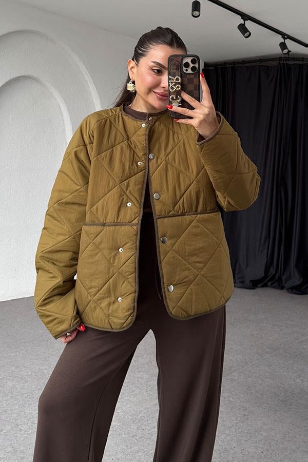 Adrea Haki Kapitone Şişme Mont