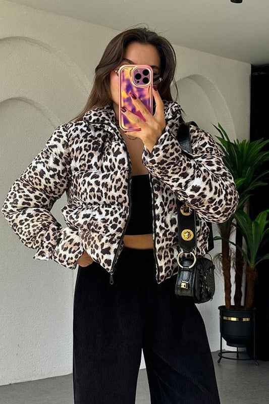 Aisly Leopar Şişme Mont