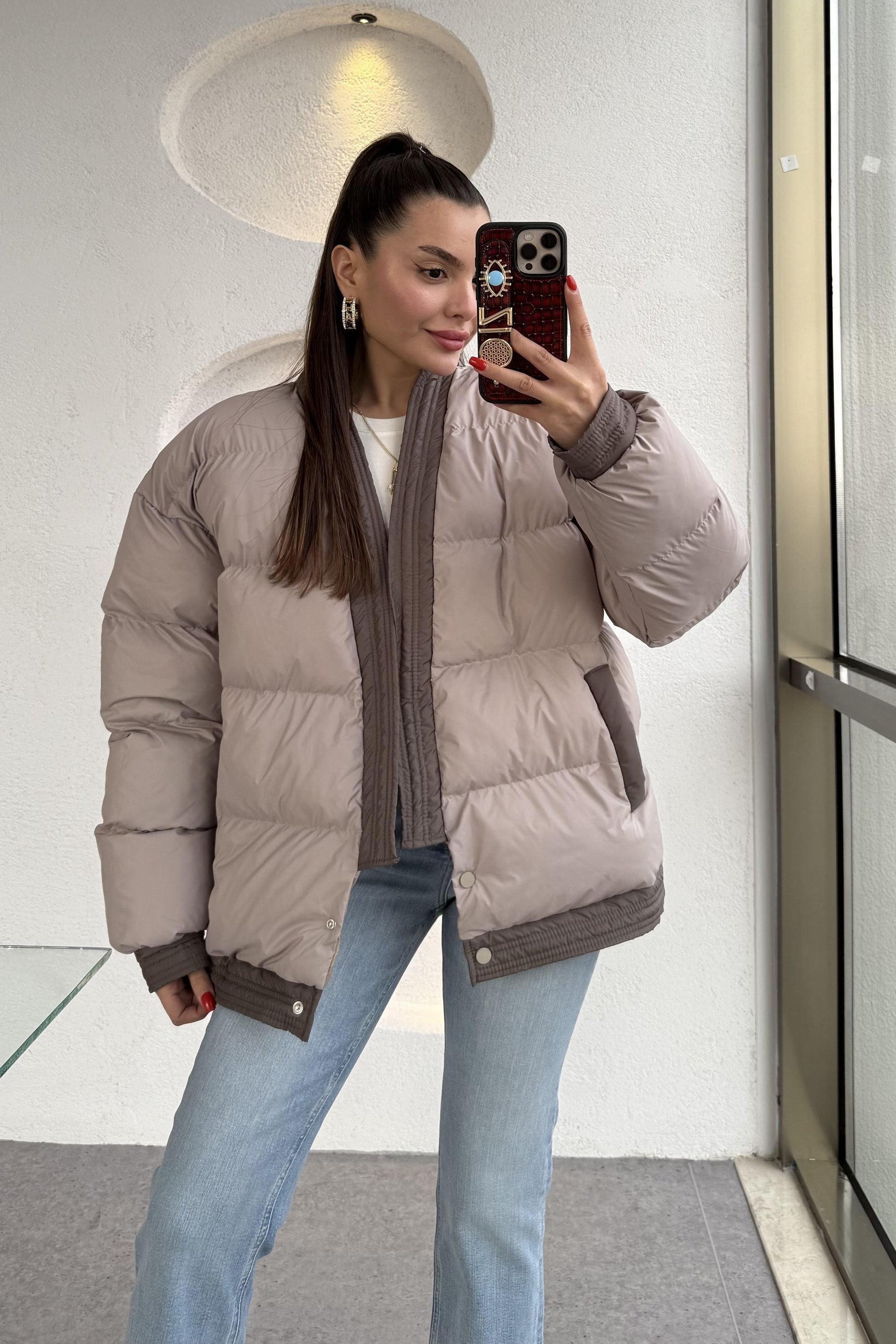 Alisa Sütlü Kahve Şişme Mont