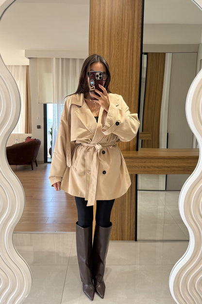 Arnous Bej Kuşaklı Trenç