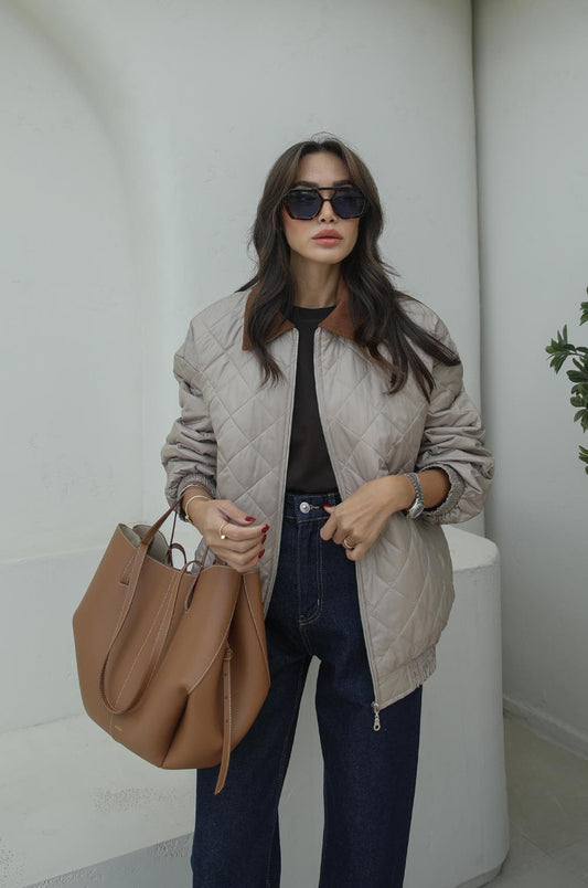 BEJ SÜET YAKALI KAPITONE MONT