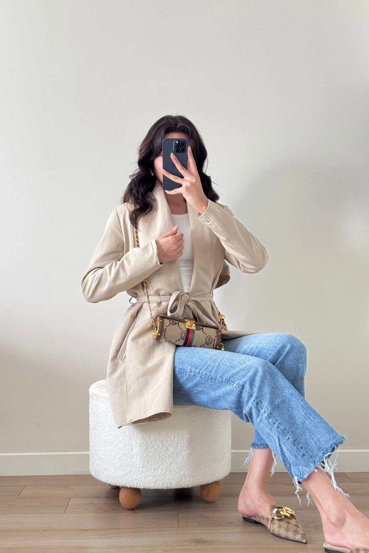 Uzun Kollu Kuşaklı Trenç