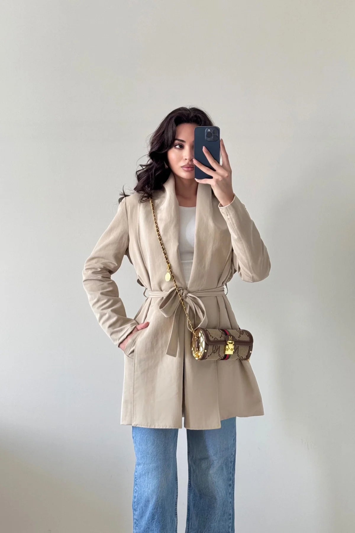 Uzun Kollu Kuşaklı Trenç