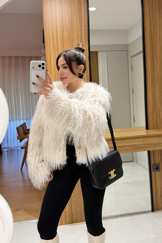 Bellamy Ekru Saçaklı Kürk