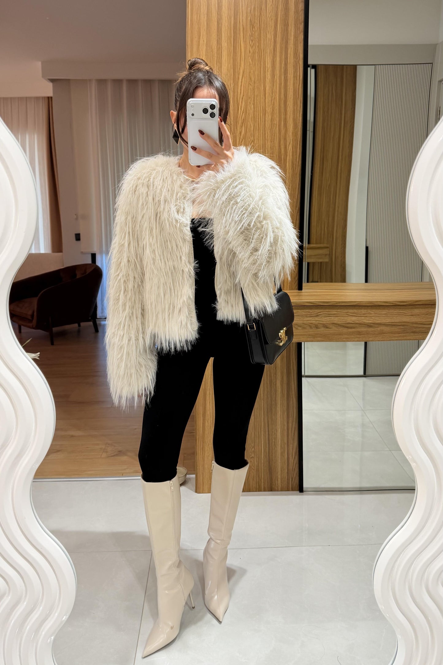 Bellamy Ekru Saçaklı Kürk