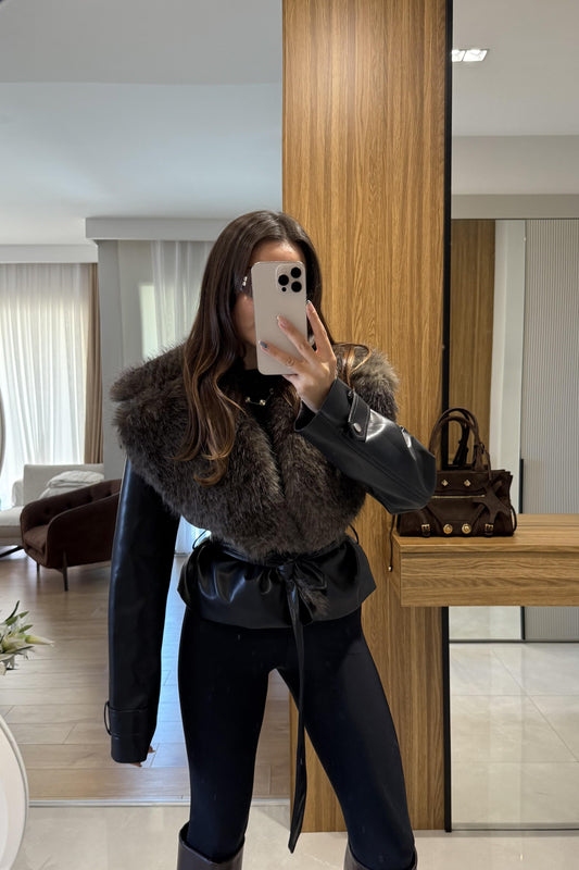 Belland Premium Kürklü Deri Mont