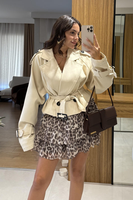 Bravello Ekru Kemerli Trenç