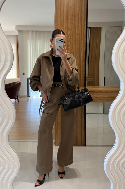 Brewa Camel Bomber Ceket Pantolon Takım