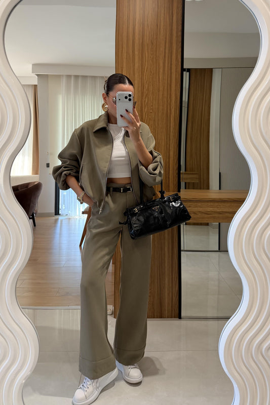 Brewa Haki Bomber Ceket Pantolon Takım