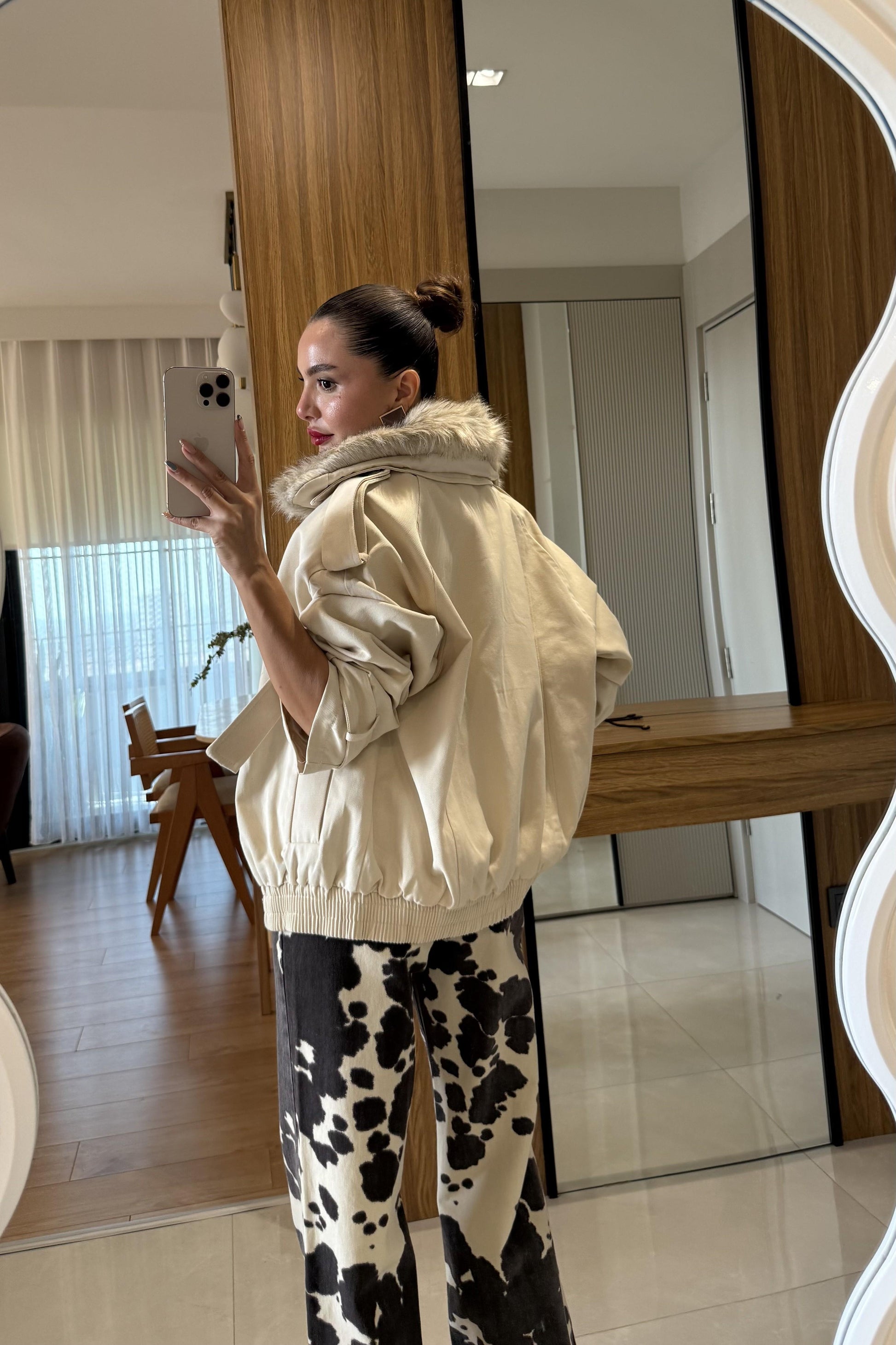 Cabral Krem Çıkarılabilir Kürklü Trenç