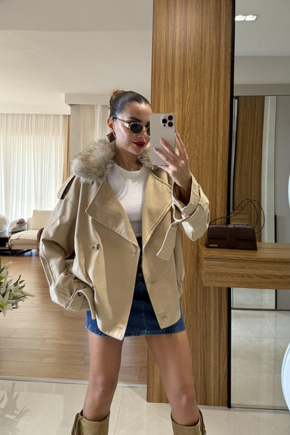 Cabral Vizon Çıkarılabilir Kürklü Trenç