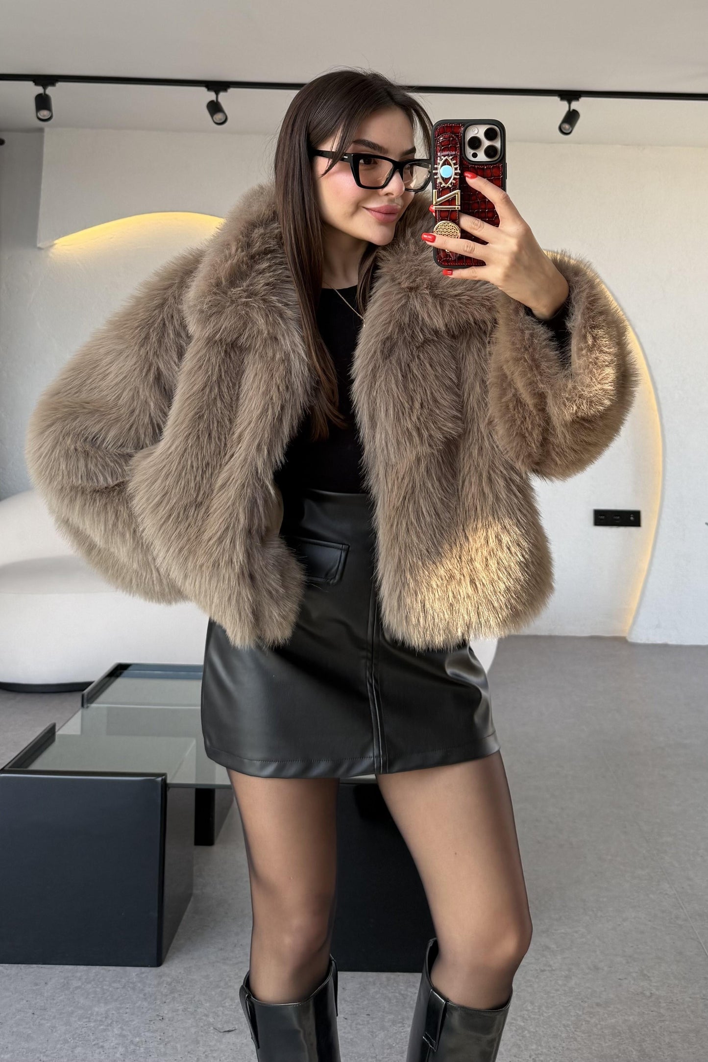 Chirista Vizon Premium Kalite Yakalı Kürk