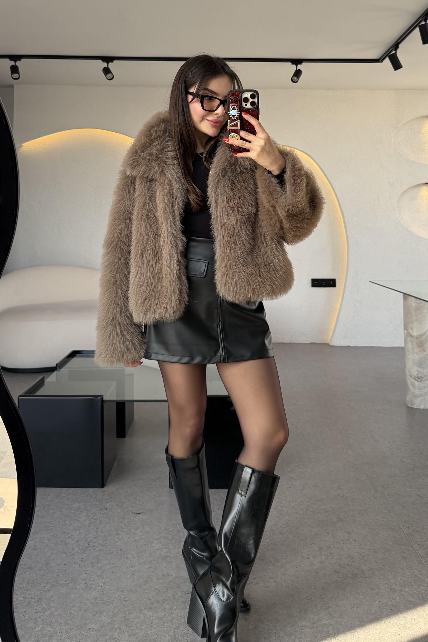 Chirista Vizon Premium Kalite Yakalı Kürk