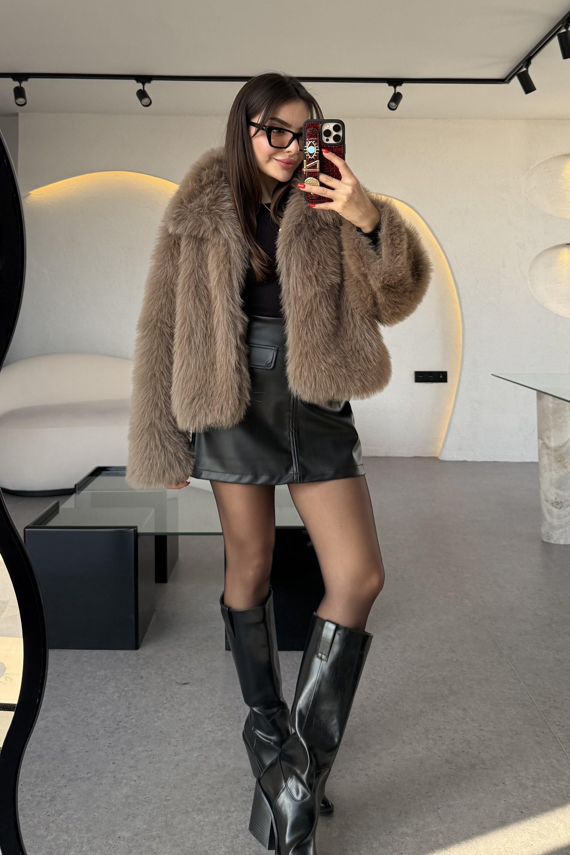 Chirista Vizon Premium Kalite Yakalı Kürk