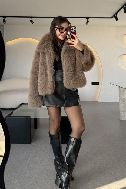 Chirista Vizon Premium Kalite Yakalı Kürk