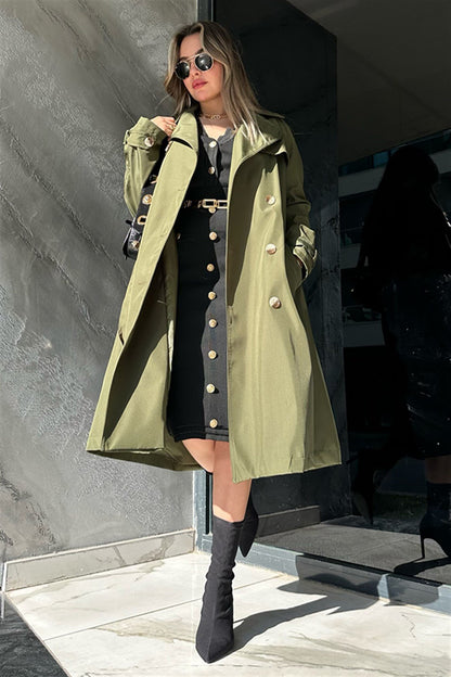 Dıanna haki yeşil trençkot