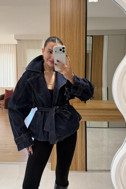 Doris Denim Geniş Yaka Ceket