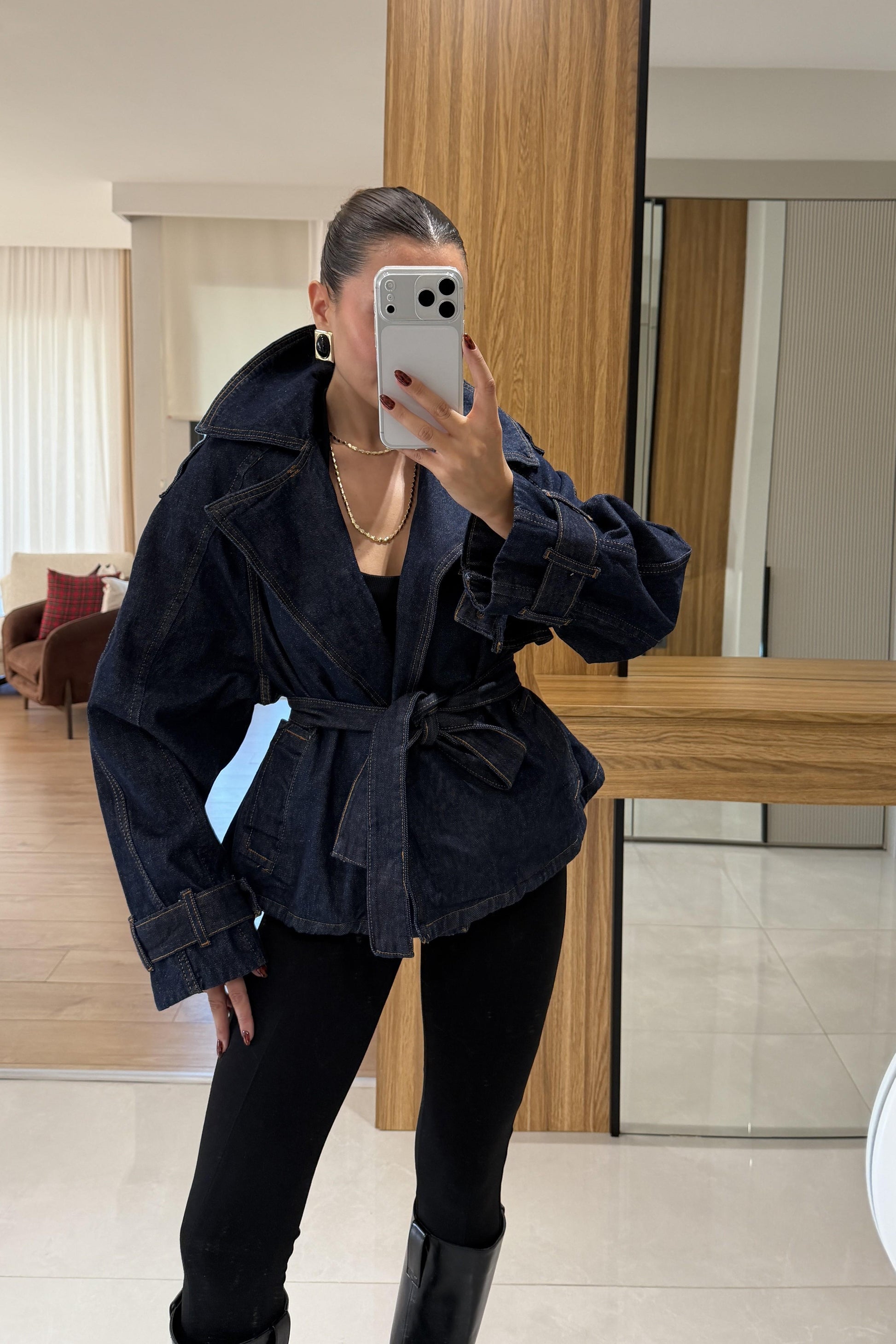 Doris Denim Geniş Yaka Ceket