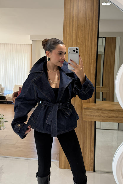 Doris Denim Geniş Yaka Ceket