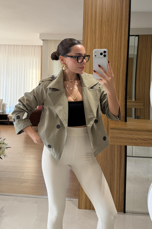 Finex Haki Kısa Boy Trençkot