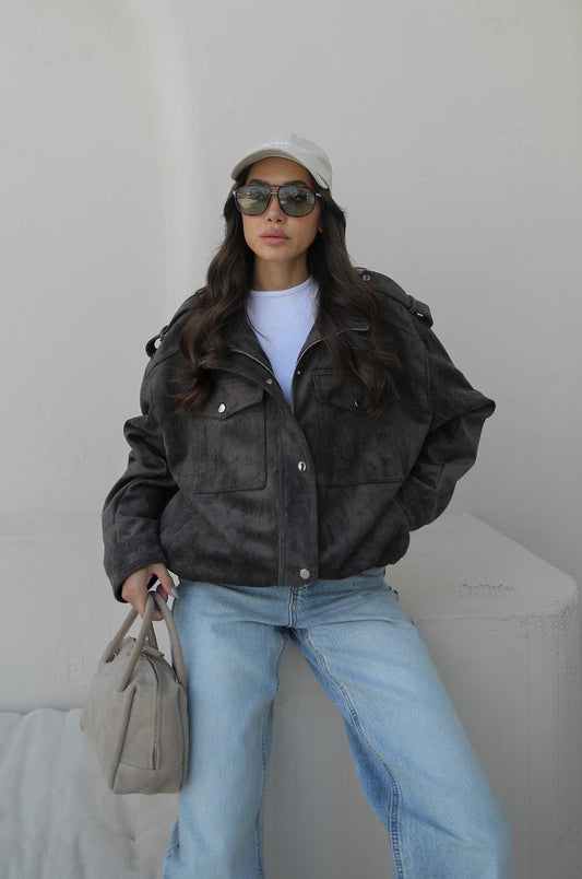 FÜME PREMIUM FABRIC DERI SÜET CEKET