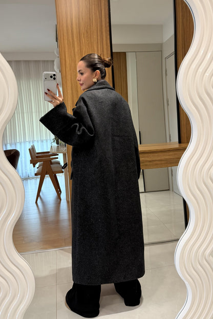 Julietta Siyah Balıksırtı Premium Kaban