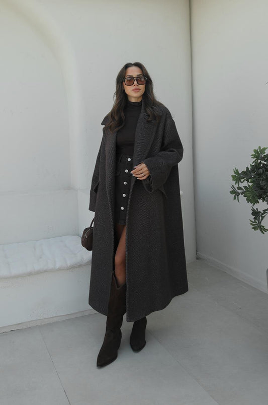 KAHVERENGI BALIKSIRTI DESENLI KABAN