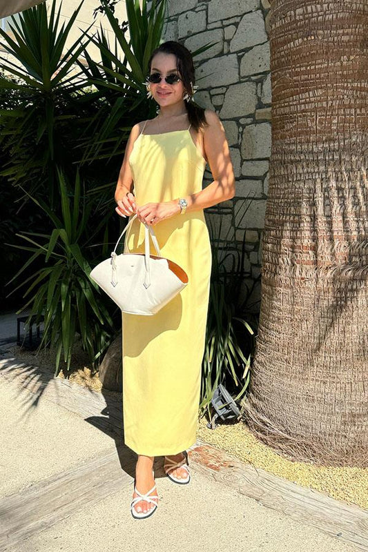 Kendrick İnce Askılı Sarı Elbise