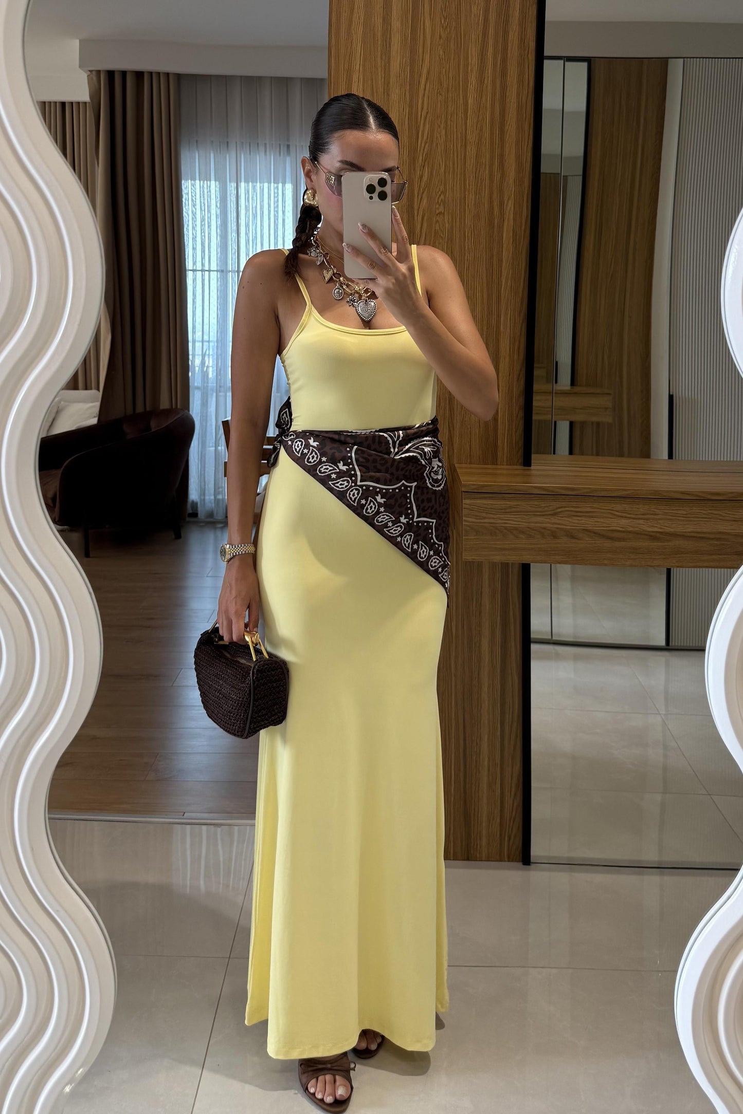 Kenway Sarı Streç İpli Elbise