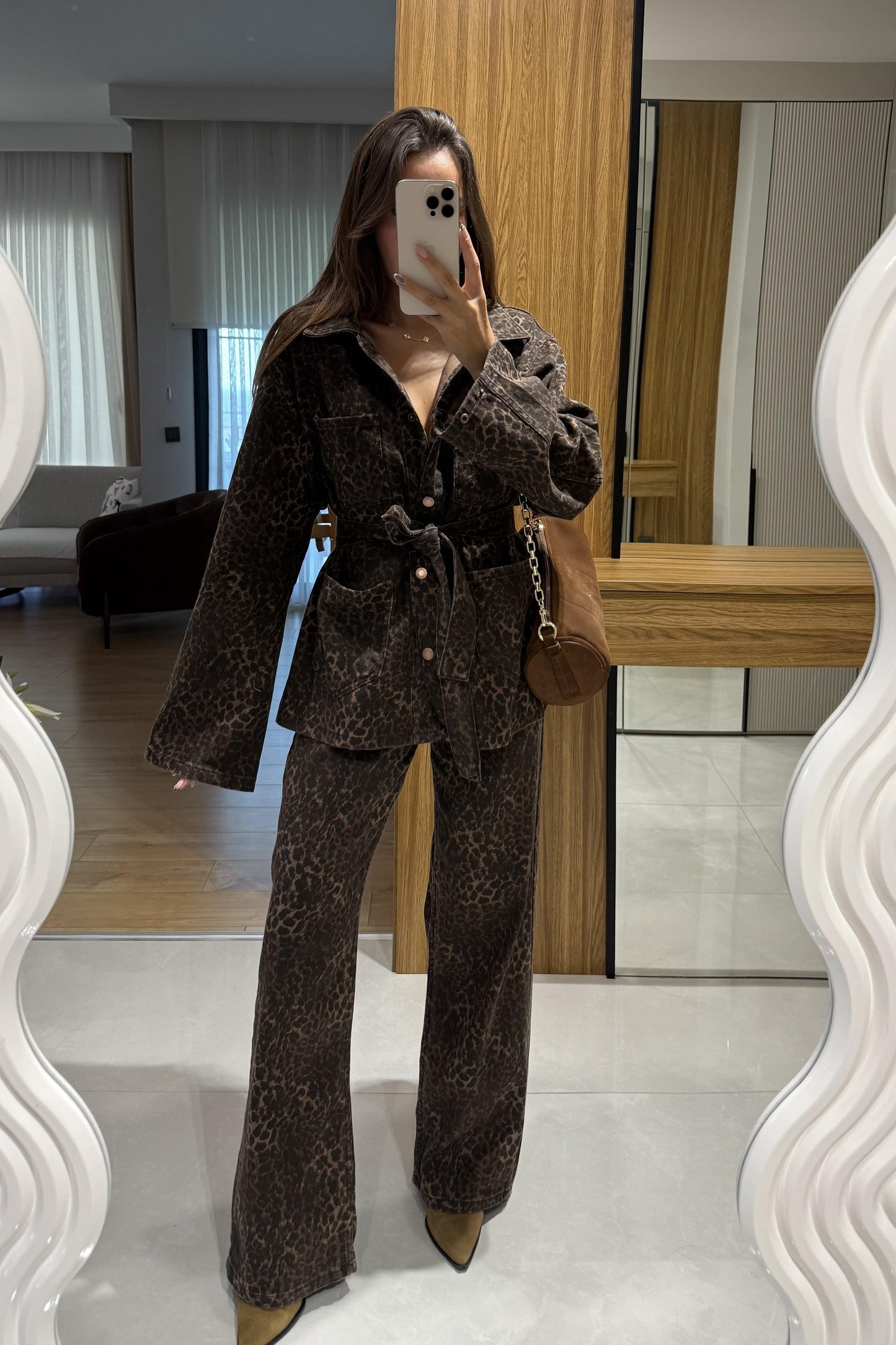 Keona Kahverengi Leopar Pantolon