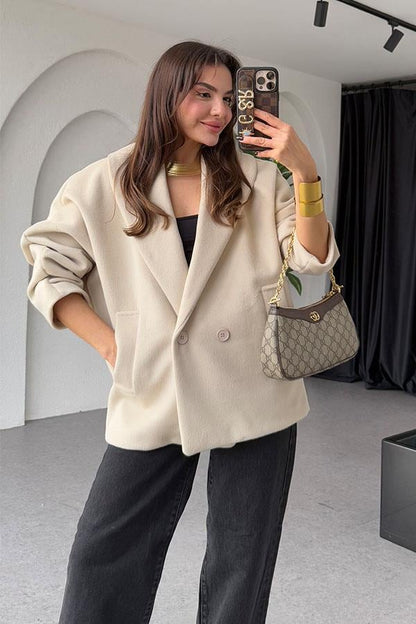 Kristi Krem Kaşe Kaban