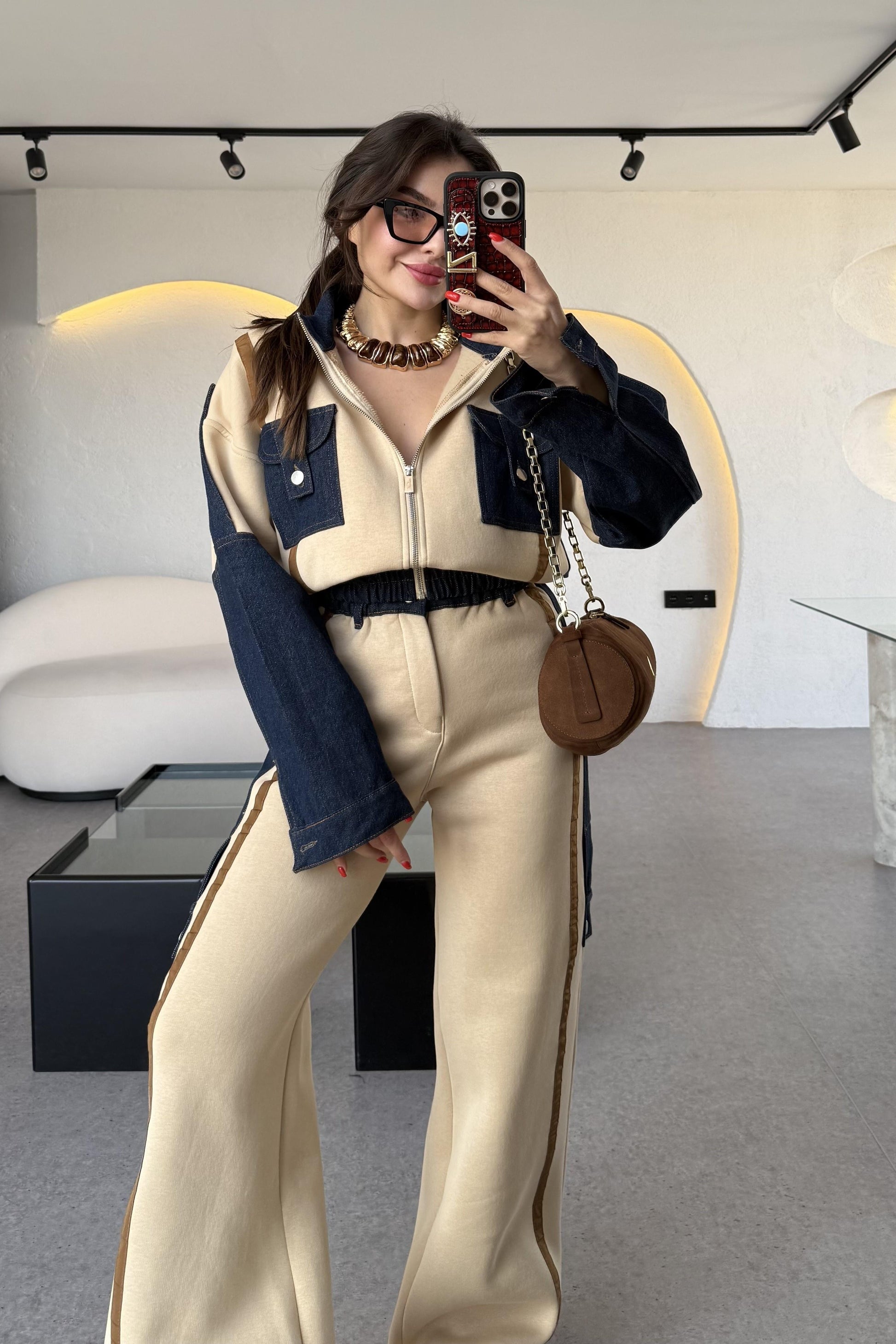 Linea Krem Kot Karışımlı Tasarım Takım