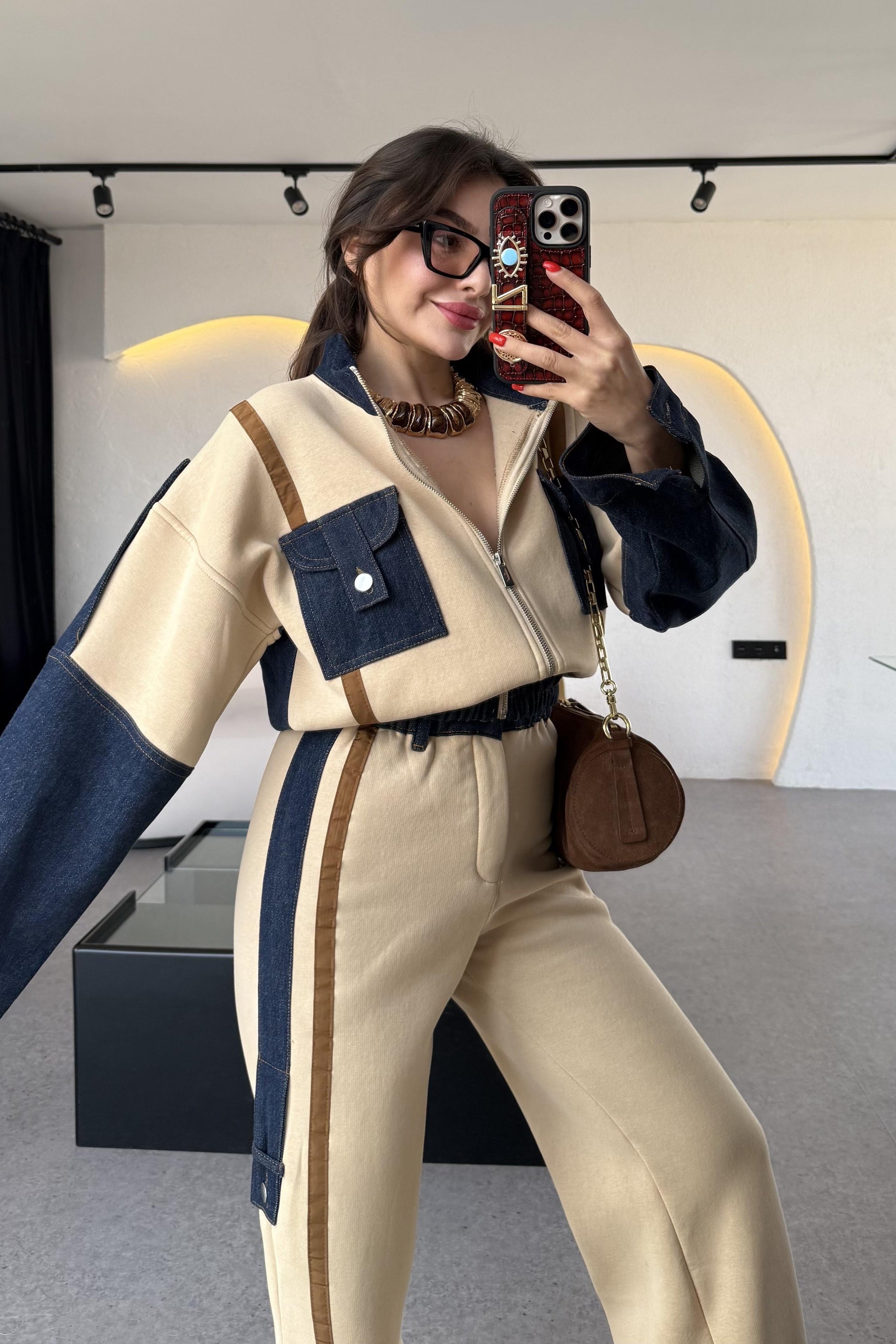 Linea Krem Kot Karışımlı Tasarım Takım