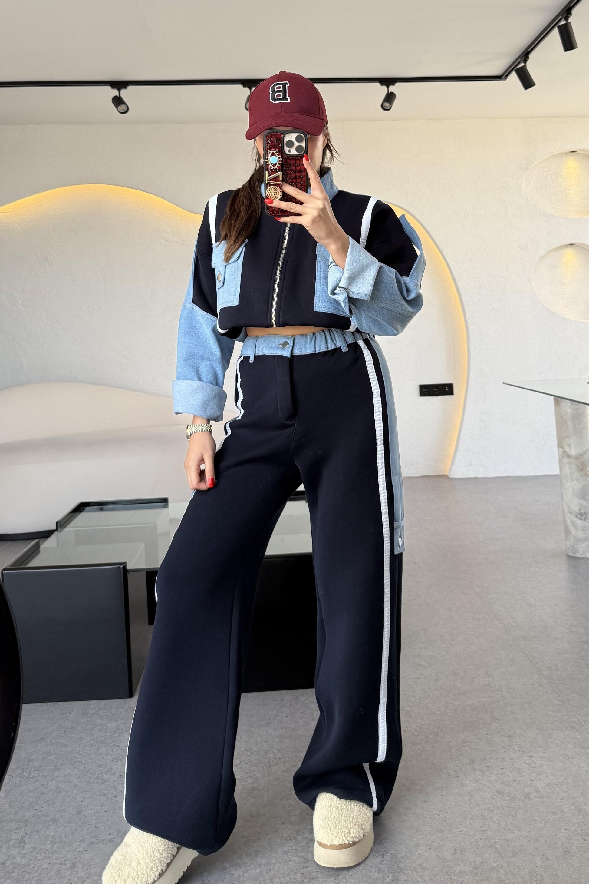 Linea Lacivert Kot Karışımlı Tasarım Takım