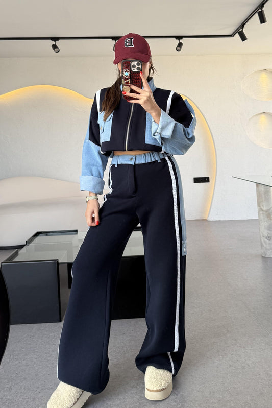 Linea Lacivert Kot Karışımlı Tasarım Takım