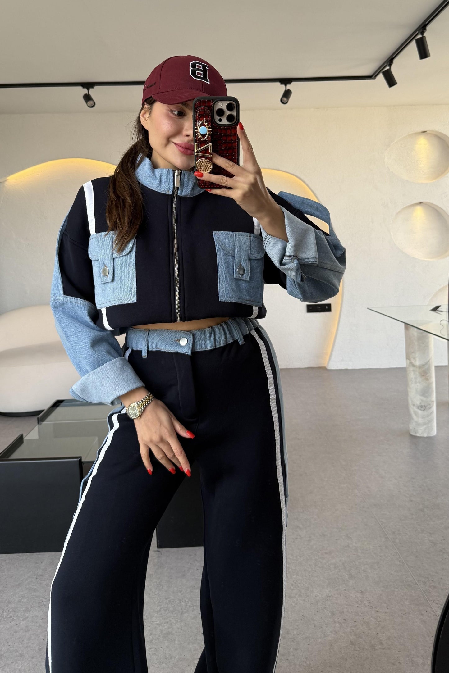 Linea Lacivert Kot Karışımlı Tasarım Takım