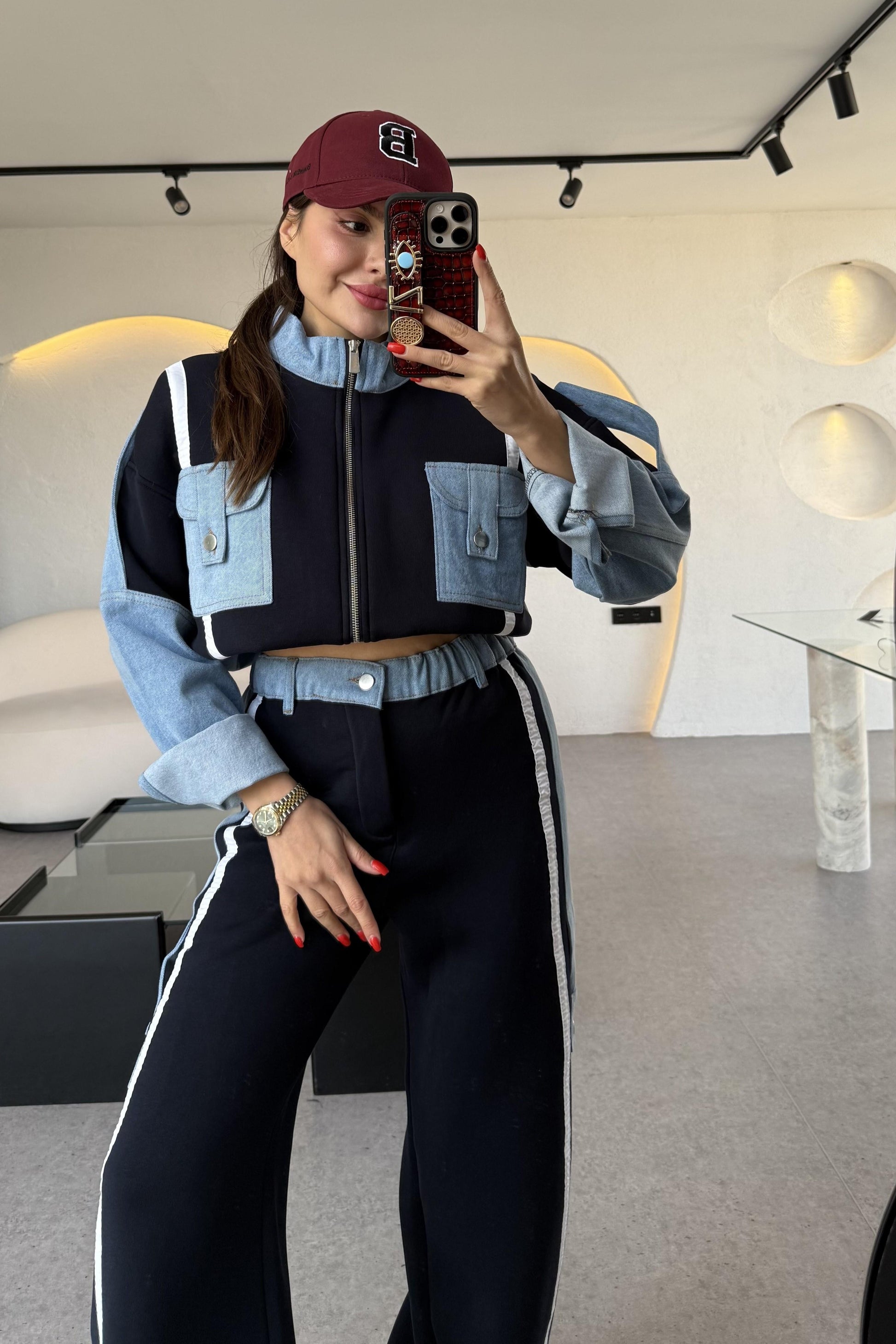 Linea Lacivert Kot Karışımlı Tasarım Takım