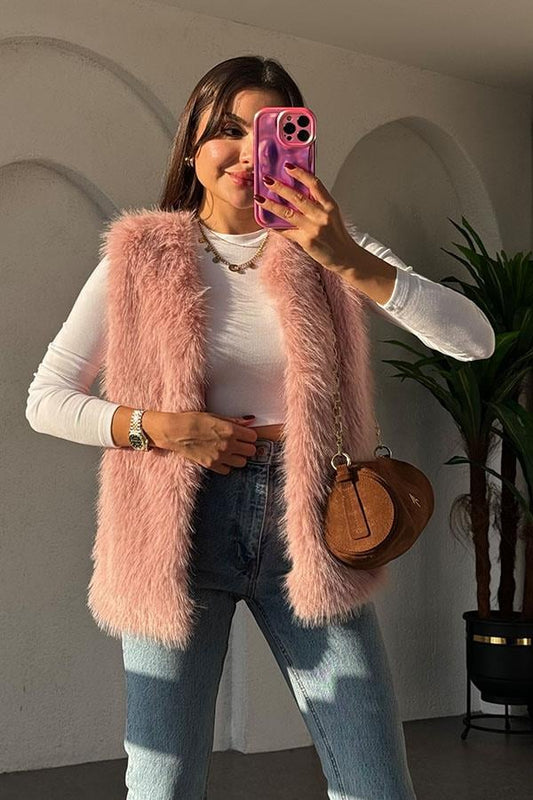 Lolita Pembe Kürk Yelek