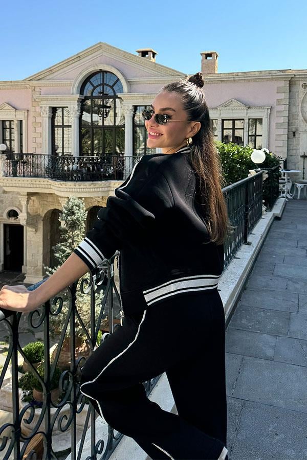 Lorin 3 İplik Şeritli Siyah Takım