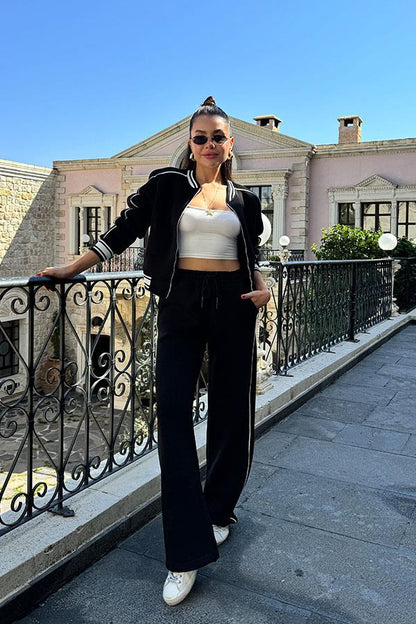 Lorin 3 İplik Şeritli Siyah Takım