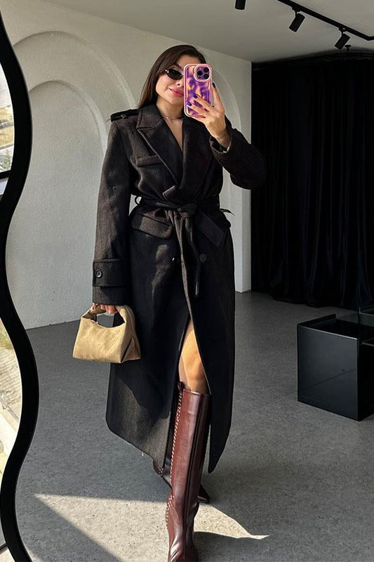 Malachi Siyah Premium Uzun Kaban