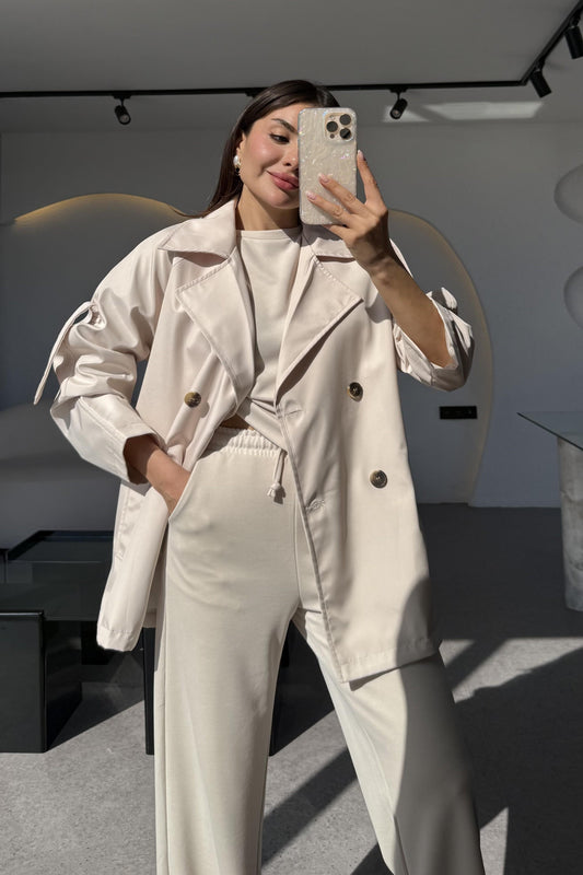 Markie Krem İç Astarlı Trenç