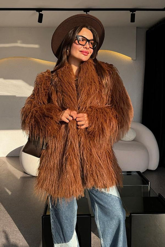 Mongolian Kahve Uzun Tüylü Kürk