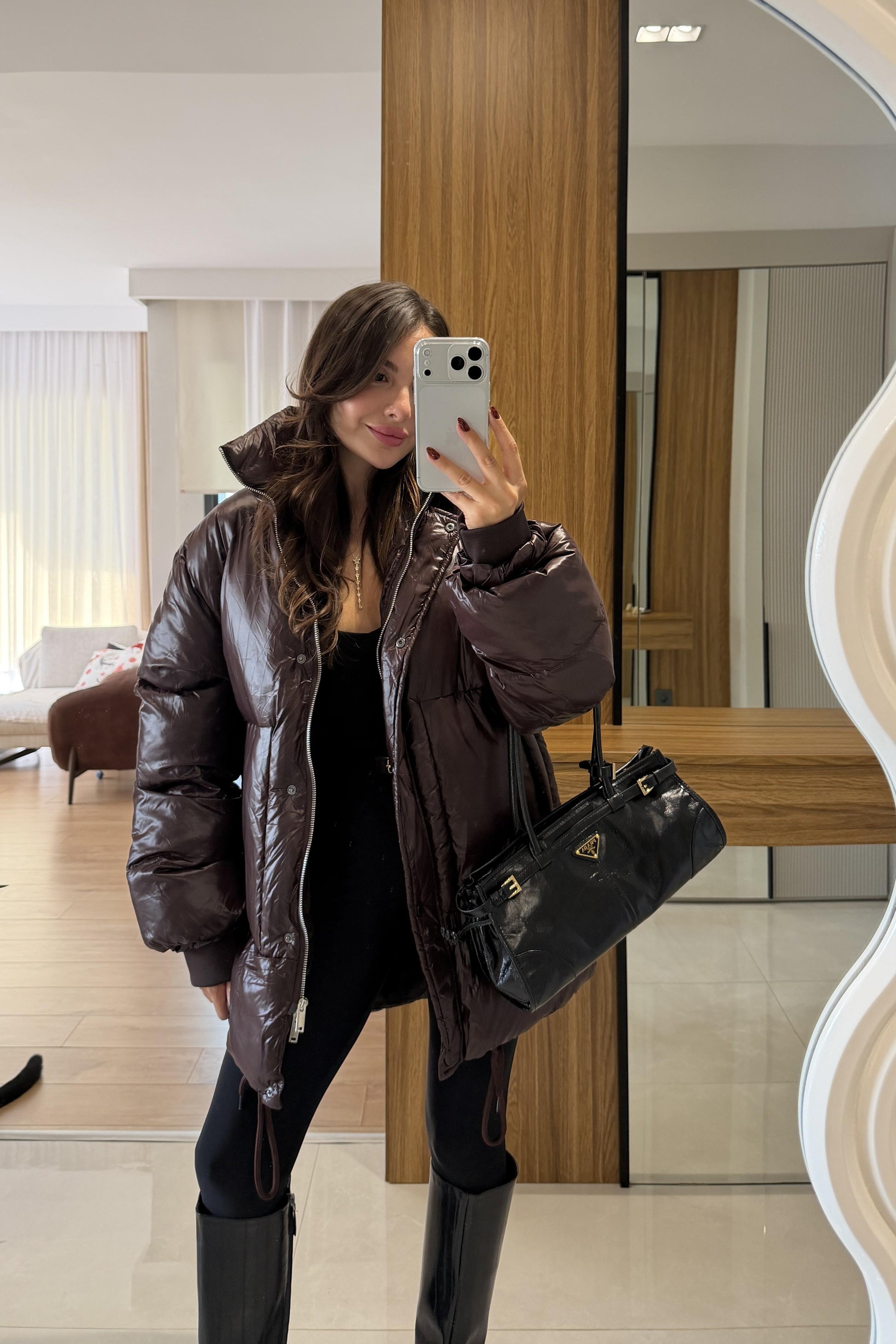 Monje Kahve Şişme Mont