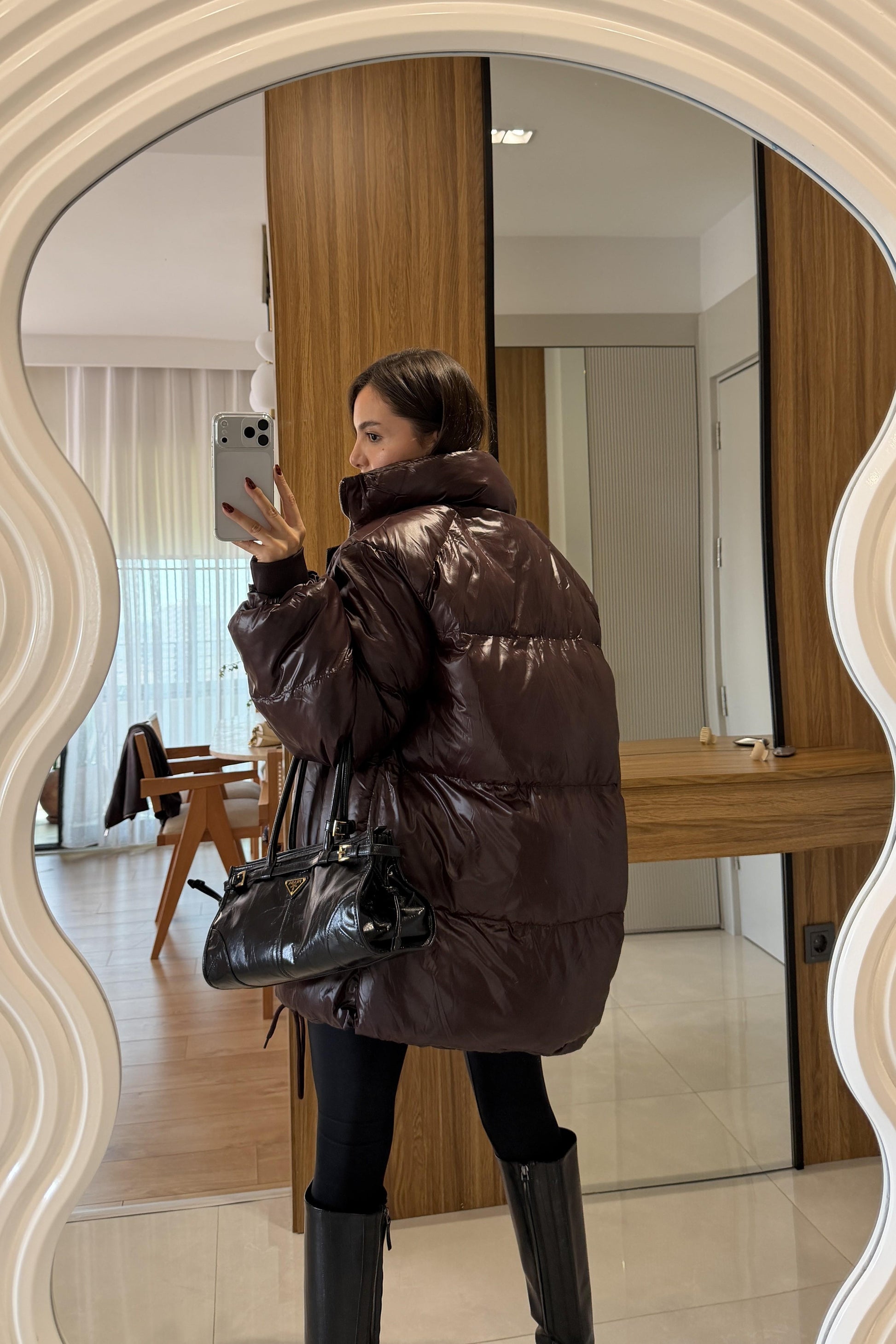 Monje Kahve Şişme Mont