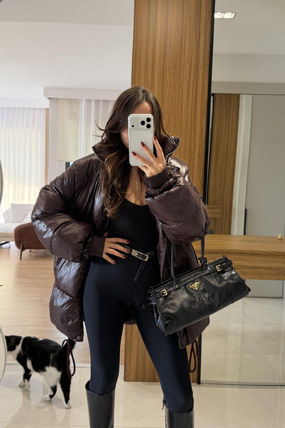 Monje Kahve Şişme Mont