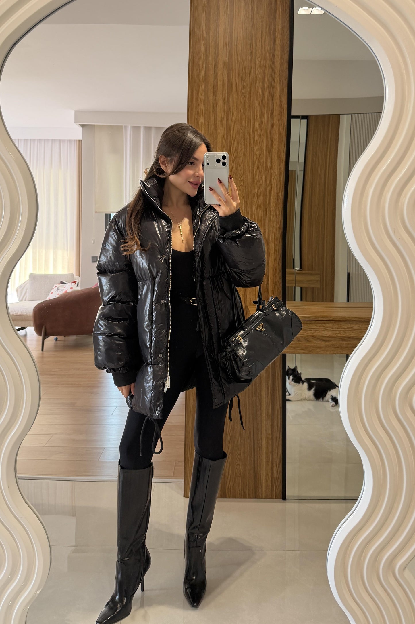 Monje Siyah Şişme Mont