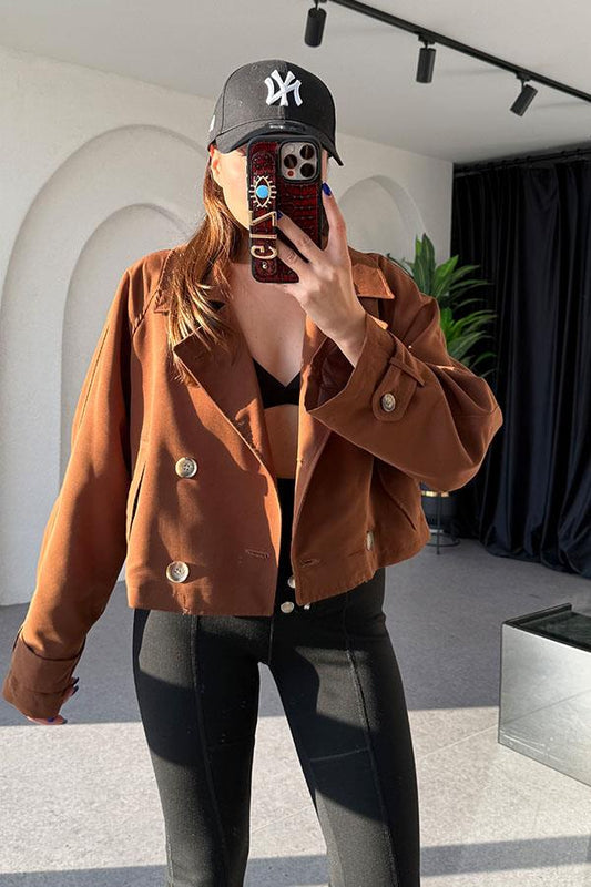 Nissou Acı Kahve Kısa Trençkot